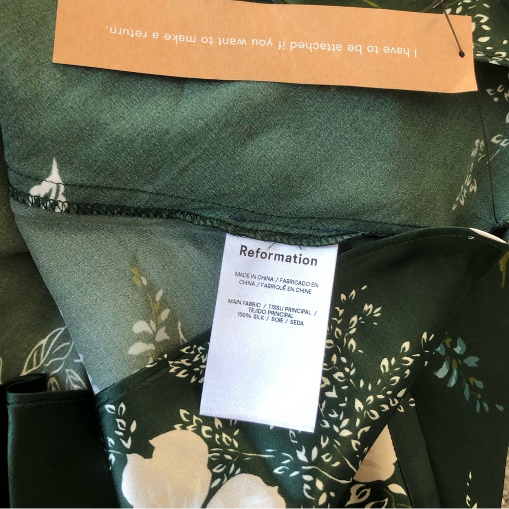 NEW Reformation Neola Silk Midi Dress - Portia Green Floral - Picture 9 of 10